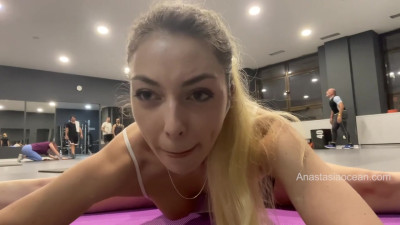 Anastasia Ocean - Stretching in gym and flashing nipples. boobs fall out in public.