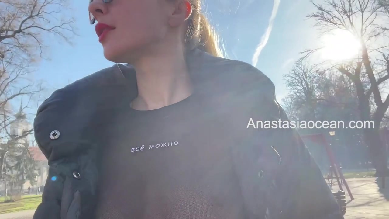 Anastasia Ocean - Beauty flashes her big boobs while walking in a public park. - ePornhubs